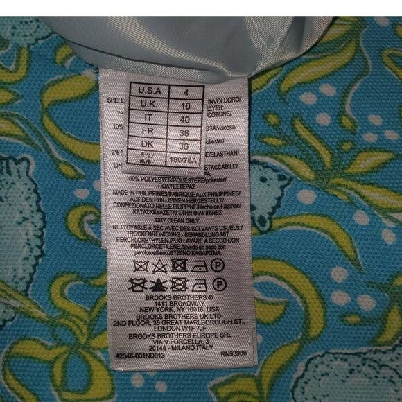 Brooks Brothers Cotton Vintage Style Lamb Print Blue Green Shift Dress Size 4 - Picture 4 of 10